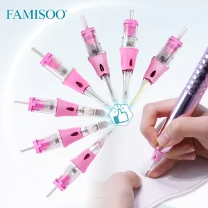 Nuojo V6 2P 7RM 3RST BLOOMING NEEDLE Disposable Stainless Steel Built in Sponge Half wall Cartridge Nano Professional Permanent