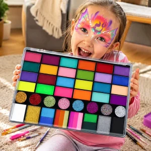 OEM 40 Color Neon Matte Pearlescent Glitter Face Paint Set Non Toxic Quick Dry One Stroke Coverage No Staining Cosmetic Grade