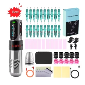 OEM Custom Digital Tattoo Gun Kit Full Complete Cartridge Needles Inks Wireless Tattoo Machine for Permanent Artist Body Art