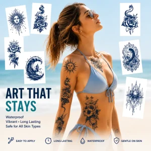 OEM Custom Jagua Style Semi Permanent Tattoo Stickers Long Lasting Waterproof Temporary Tattoo