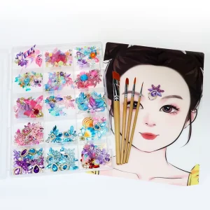 OEM Custom Rhinestone Acrylic Resin Face Gems Stickers Self Adhesive Forehead Face Painting Jewels Flower Butterfly Kids
