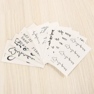 OEM Customized High Quality Temporary Black Text Ink Tattoo Sticker Nice Lettering Design