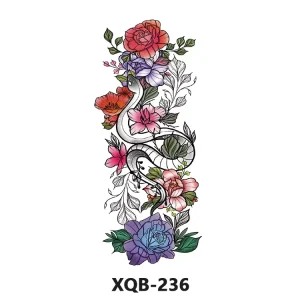 OEM Customized Paper Fashionable Half Sleeve Floral Pattern 14 Day Temporary Tattoo Stickers for Body with Herbal Ink