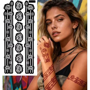 OEM Hand Foot Mini Henna Tattoo Stencils Floral Moon Star Waterproof Art Templates Women DIY Hollow Tattoo Stencils
