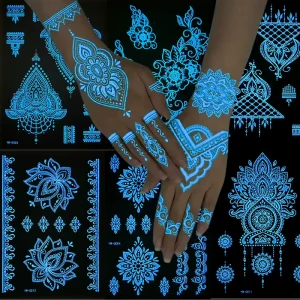 OEM Henna Sticker Temporary Tattoo Stencils for Body Art Paint Luminous Self-adhesive Tattoo Stickers
