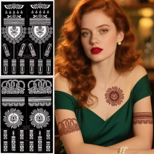 OEM Henna Tattoo Stencils Hand Foot Body Art Templates Moon Ethnic Style Hollow Waterproof Tattoo Sticker Stencils