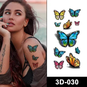 OEM High Quality Ink Waterproof Colourful Butterflies Cute Temporary Tattoo Sticker 3d Tattoos