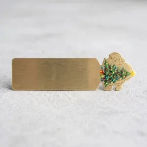 OEM High Resolution UV Printed Solid Golden Brass Santa Claus Silhouette Bookmark for Corporate Christmas Party Favors