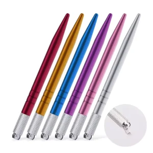 OEM Manual Permanent Makeup Embroidered Eyebrow Tattoo Pen Microblading Aluminum Alloy Material Lock Pin Device