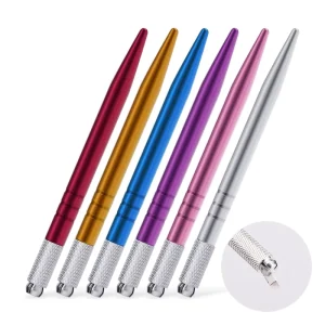 OEM Manual Permanent Makeup Embroidered Eyebrow Tattoo Pen Microblading Aluminum Alloy Material Lock Pin Device