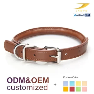 OEM ODM Anti Chafe Full Padded Genuine Leather Dog Collar Smooth Soft Inner Lining Silver Alloy Buckle D Ring Lightweight Collar