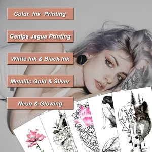 OEM ODM Color Printing Semi Permanent Eco friendly Waterproof Fake Custom Temporary Tattoo Stickers For Men Women