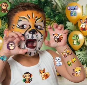 OEM ODM Custom Eco friendly Transparent PET Waterproof Kids Temporary Transfer Tattoo Stickers Cute Animals Birthday