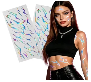 OEM ODM Eco Friendly Waterproof PET Glitter Removable Temporary Tattoos Women Men Makeup Stickers Cosplay Parties Festivals