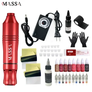 OEM/ODM Electric Tattoo Machine Set Disposable Cartridge Needles Pedal Battery Connection Pigment for Permanent Makeup