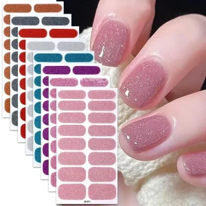 OEM ODM Nail Supplier TikTok Top Selling Colorful 3D Glitter Gradient Crystal Heart Adhesive Nail Art Stickers Easy Apply Non