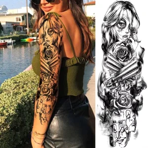 OEM Temporary Full Arm Sleeve Tattoo Sticker Waterproof Eco Friendly Non Toxic 480x170mm
