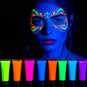 OEM Water Based Fluorescent Glow UV Blacklight Neon Face Body Paint Cream Non Toxic Easy Wash Rave Party Halloween Carnival