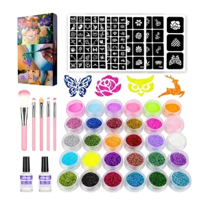 OEM&ODM Adults & Kids Arts Glitter Make up Kit No Toxic 30 Color DIY Glitter Tattoo Craft Kits for Kids