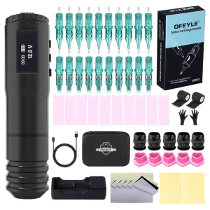 OF-108 Professional Premium Complete Tattoo Kit New 4mm Stroke Machine Gun Set for Artists Features Permanent