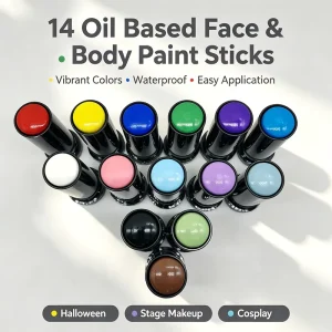 Oil Based Face And Body Paint Stick Convenient Stick Design 14 Colors Long Lasting Waterproof Pigment Makeup For Children