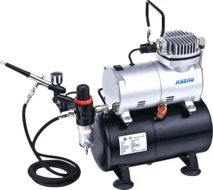 Oil Free Piston Compressor Kit AS186K with Portable Design Airbrush Holder and Tank
