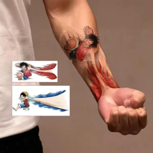 One Piece Temporary Body Tattoo Sticker Luffy Huoquan Animation Trendy Men’s Arm Customizable Scar Cover Water