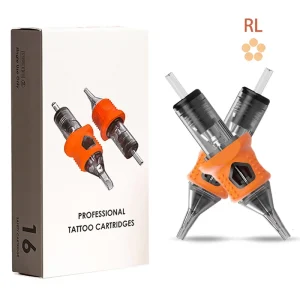 Orange Tattoo Cartridge Needle Long Taper Permanent Makeup Tattoo Cartridge Needle with Soft Silicon
