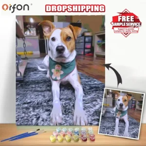 Orfon Factory Drop Shipping DIY Paint by Numbers Kits Custom Pet Portrait Art Personalized Dog Painting Craft Supplies