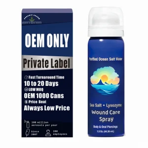 Organic Sea Salt Wound Care Spray for Ear Nose Naval Oral Piercing Aftercare & Keloid Bump Treatment Permanent Makeup Aftercare