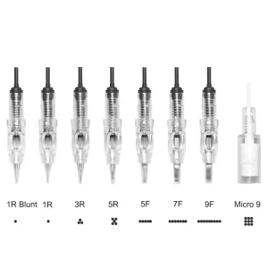 PMU Disposable Cartridges Nano Round Machine Needle Black End Buckle Permanent Makeup Tattoo Needles Microblade Microshade Kit