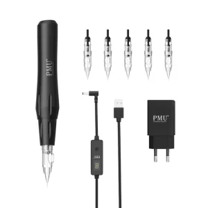 PMU Permanent Makeup Machine with 5 Speed Control Easy to Use Disposable Needle Tattoo Gun Lithium Battery