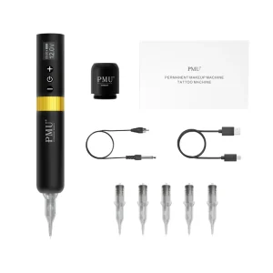 PMU Wireless Battery Coreless Motor Permanent Makeup Tattoo Machine with Universal Cartridge Needle
