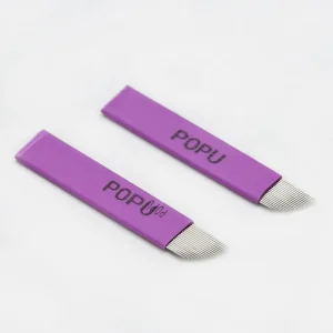 POPU 18f 18 Needles Curve Flat 0.18mm Permanent Makeup Microblading Needle for Eyebrow Permanent Makeup
