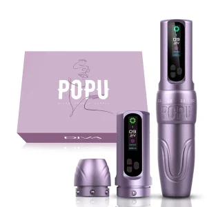 POPU Diva Wireless PMU Tattoo Machine Adjustable Stroke 2.0 3.5mm Coreless Motor OLED Screen RCA Type C Permanent Makeup Pen
