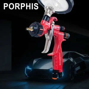 POROHIS PHS 155B Professional Portable Gravity Feed Aluminum Paint Spray Gun 600ml Cup Capacity 1.3mm Nozzle for Automotive Use