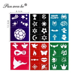 PVC Tattoo Stencils Temporary Drawing Template 6 Colors 8*10*0.1cm for Kids Party Supplies