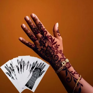 PVC Temporary Tattoo Henna Stencil Paste Mehndi Sticker Brown Henna Cones Body Painting Waterproof Henna Templet