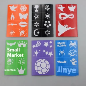 Pain-Free Art Tattoo Template Body Painting PVC Hollow Stencil with UV Printing