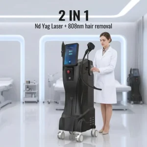 Painless Permanent 3 Wavelength 755 808 1064nm Tec Condenser Cooling 2 In 1 Tattoo Removal Hair Removal Machine