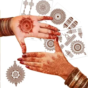 Paper Henna Tattoo Sticker Indian Style Lace Pattern Red Brown Mandala Temporary Tattoo