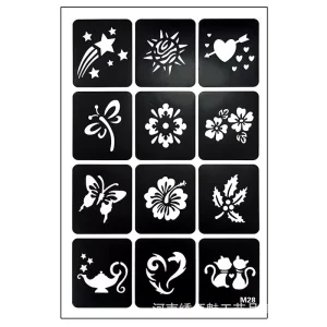 Paper Tattoo Template Hollow out 3D Juice Style Stickers Instagram Inspired Lettering Henna Paste Temporary Tattoo Stencils