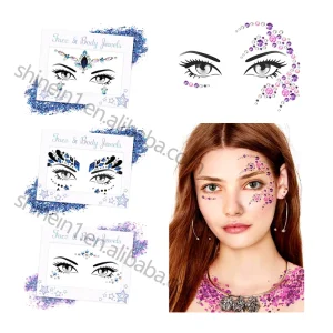 Party Carnival Temporary Tattoo Crystal Face Jewel Sticker Adhesive Gem Rhinestone for Face and Body