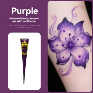 Paste Temporary Hand Painted Body Art Tattoo Set With Black Xuan Paper Stencil and Colored Pigments