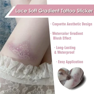 Pastel Gradient Temporary Tattoo Stickers Lace Coquette Aesthetic Sticker Fashion Skin Safe Arm Tattoos Blush Effect