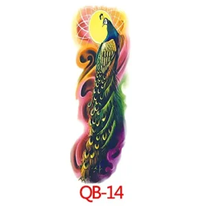Peacock Full Arm Tattoo Sticker for Women and Men Body Hand Leg Shoulder Waterproof Eco-friendly