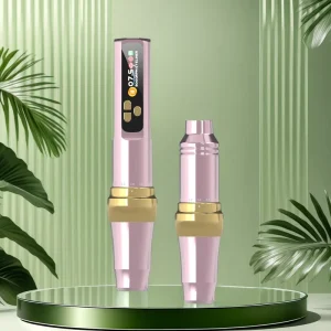 Permanent Makeup Pink Tattoo Machine High Capacity Wireless Rechargeable Rotary Pen
