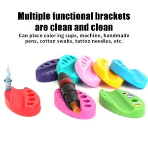 Permanent Makeup Tattoo Silicone Pen Holder with Colorful Pigment Cups for PMU Tattoo Machine Salon Training
