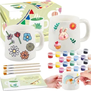 Personalised Gift Paint Your Own Mug Pottery Painting Kit for Adults with Mugs Paints Brushes and Painting Inspiration Guide
