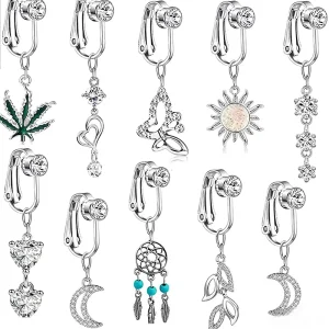 Personality Body Accessories for Ladies Summer Belly Decoration with Fake Belly Button Ring Without Perforated Zircon Pendant